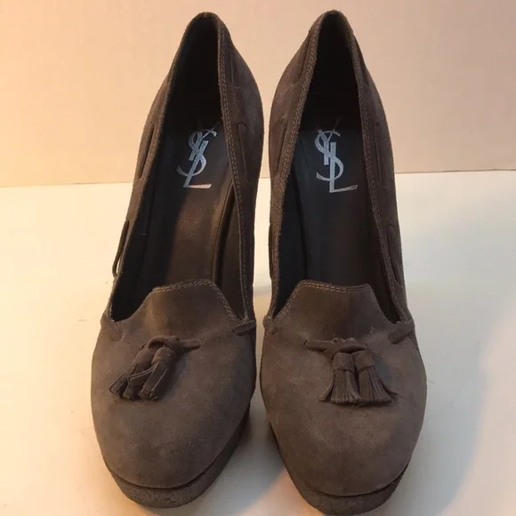 Yves Saint Laurent Gray Suede Heels Made in Italy Size 41 (US 10) - Picture 3 of 15